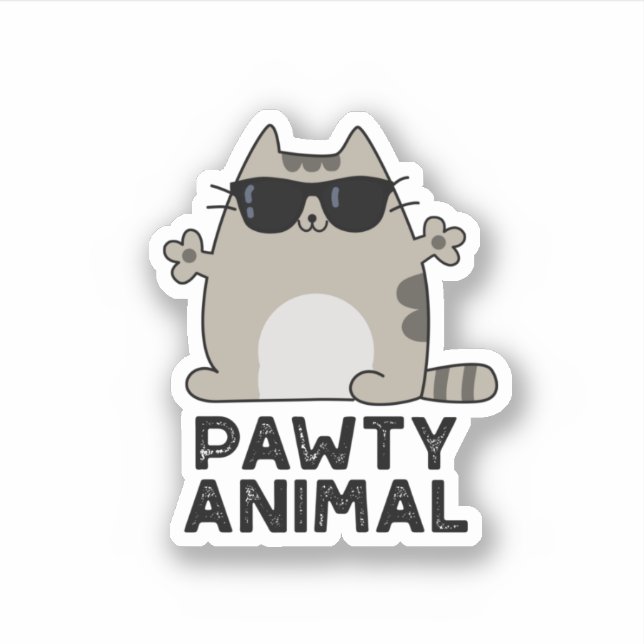 Pawty Animal Funny Party Cat Pun  (Front)