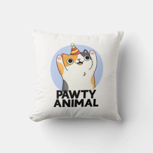 Pawty Animal Funny Party Cat Pun Cushion
