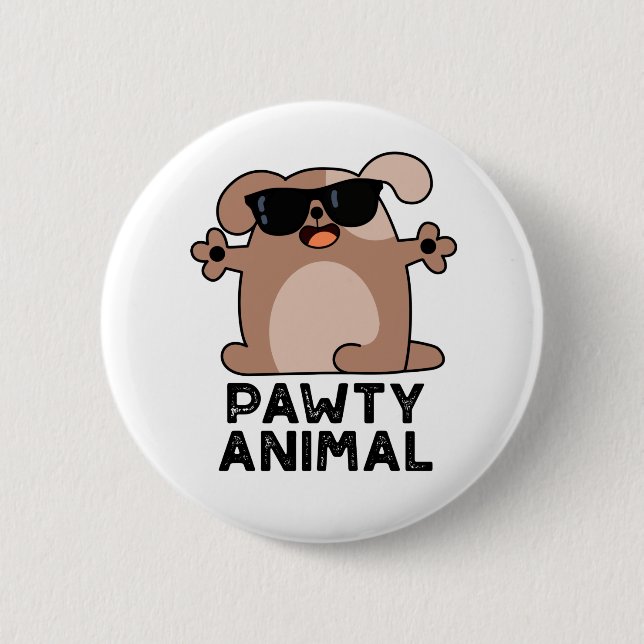 Pawty Animal Funny Party Dog Pun  6 Cm Round Badge (Front)