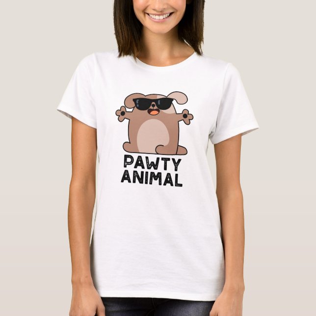 Pawty Animal Funny Party Dog Pun  T-Shirt (Front)