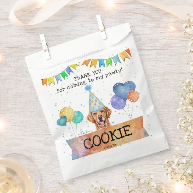 Pawty Golden Retriever Thank You Treat Party  Favour Bag (Clipped)