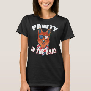 Pawty In The Usa Party German Shepherd Dog Sunglas T-Shirt