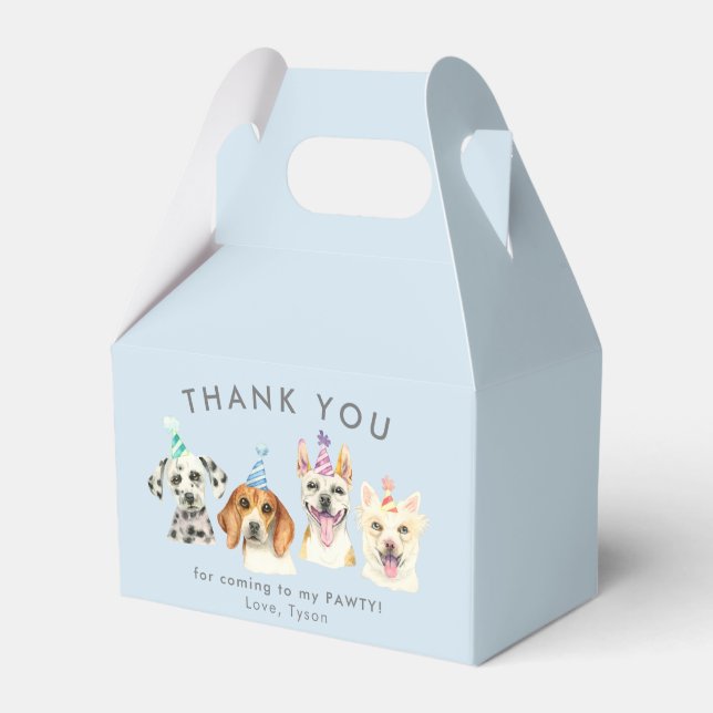 Pawty Puppy Dog Birthday Thank You Favour Box (Front Side)