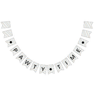 Pawty Time Fun Striped Dog Pet Birthday Bunting
