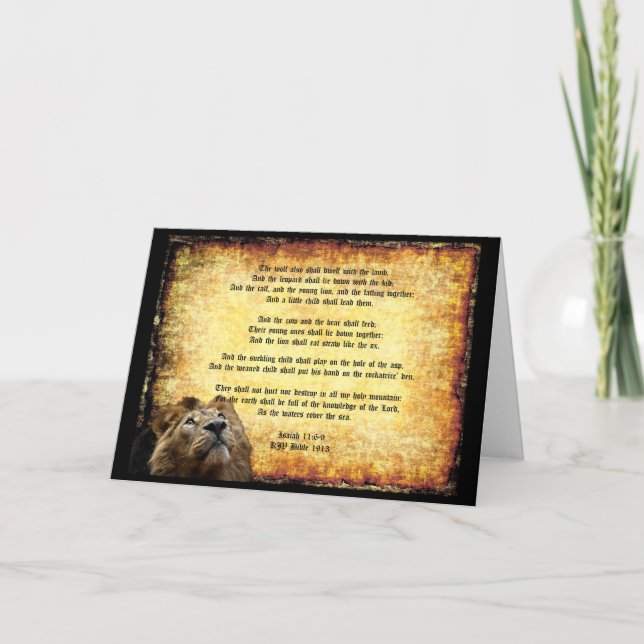 Pax Christos, Lion with Isaiah 11:6-9 Card (Front)