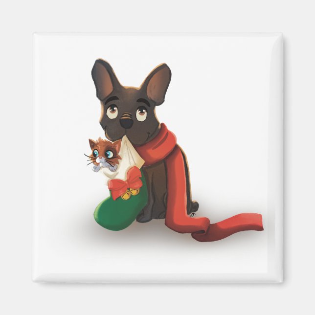 Pax & Huey Christmas Stocking Magnet (Front)