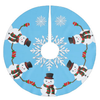 Pax the snowman brushed polyester tree skirt