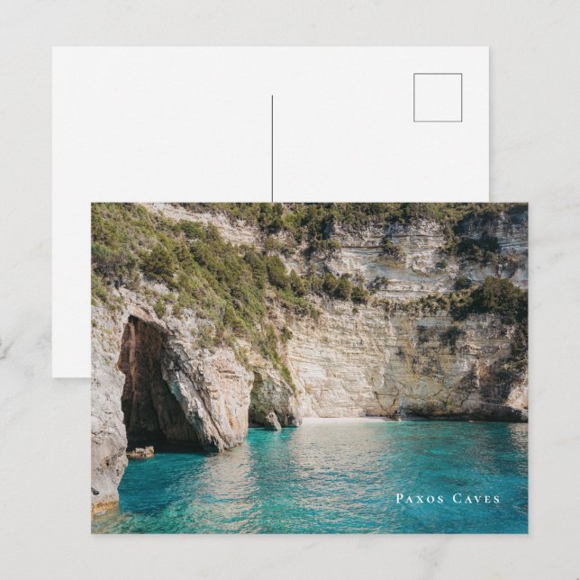 Paxos Caves Greece Coastal Postcard (Front/Back)