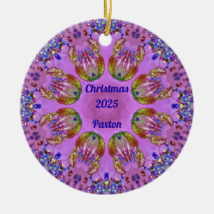 PAXTON ~ CHRISTMAS Red Green Blue Pink 2025 ~ Ceramic Ornament