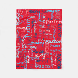 Paxton personalized name red blue white fleece blanket