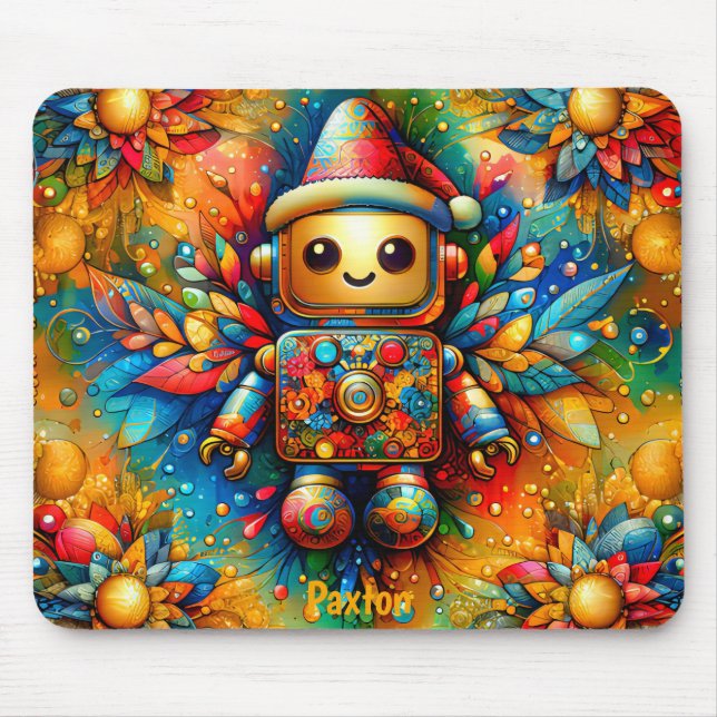 PAXTON ~ Zany ROBOT Christmas  Mouse Pad (Front)