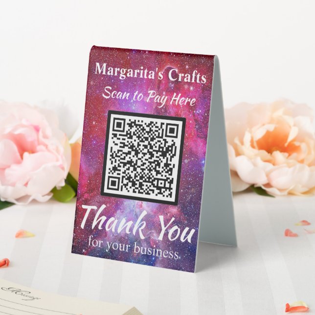 Pay Here QR Code Pink Glitter Galaxy Effect (In SItu (Wedding))