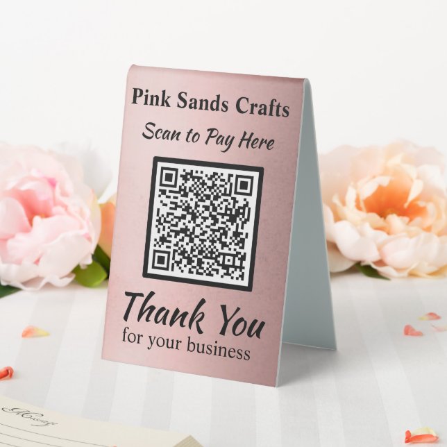 Pay Here QR Code Rose Gold Metallic Foil Effect (In SItu (Wedding))