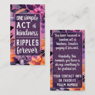 Pay it Forward Random Act Kindness Pink Lilies  Business Card