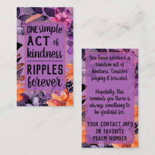 Pay it Forward Random Act Kindness Purple Orange Business Card