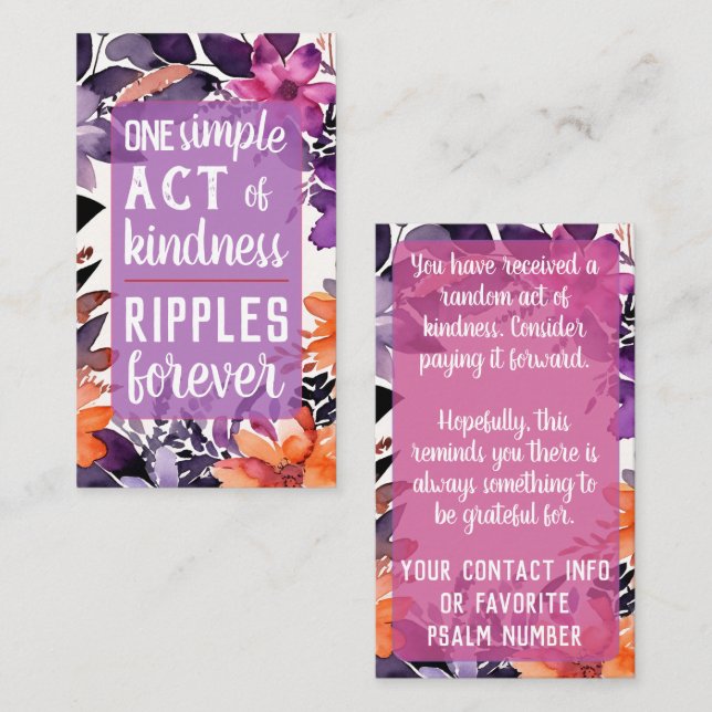 Pay it Forward Random Act Kindness Stargazer Lily Business Card (Front/Back)