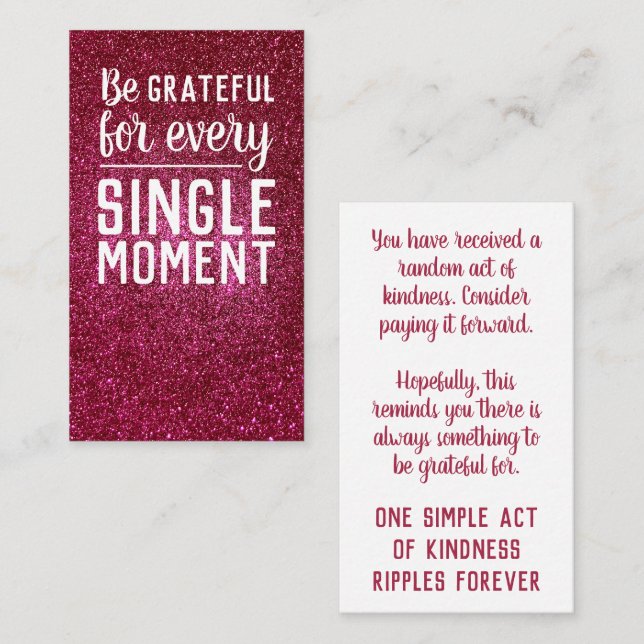 Pay it Forward Random Act of Kindness Gratitude Business Card (Front/Back)