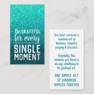 Pay it Forward Random Act of Kindness Turquoise Business Card