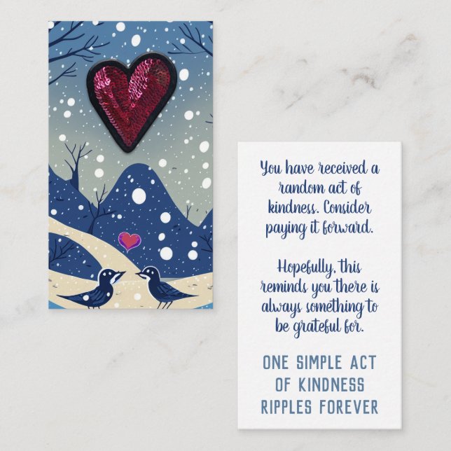 Pay it Forward Random Act of Kindness Winter Birds Business Card (Front/Back)