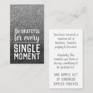 Pay it Forward Random Kindness Act Silver Glitter Business Card