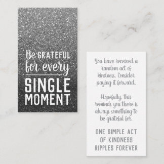 Pay it Forward Random Kindness Act Silver Glitter Business Card