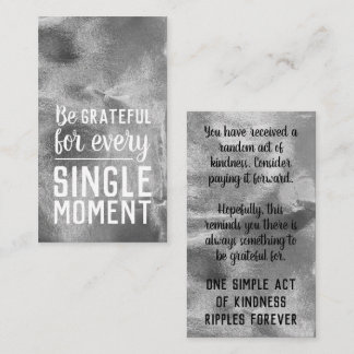 Pay it Forward Random Kindness Gratitude Silver Business Card