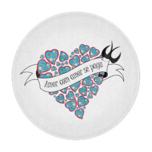 Pay love with love illustrated Portuguese proverb Cutting Board