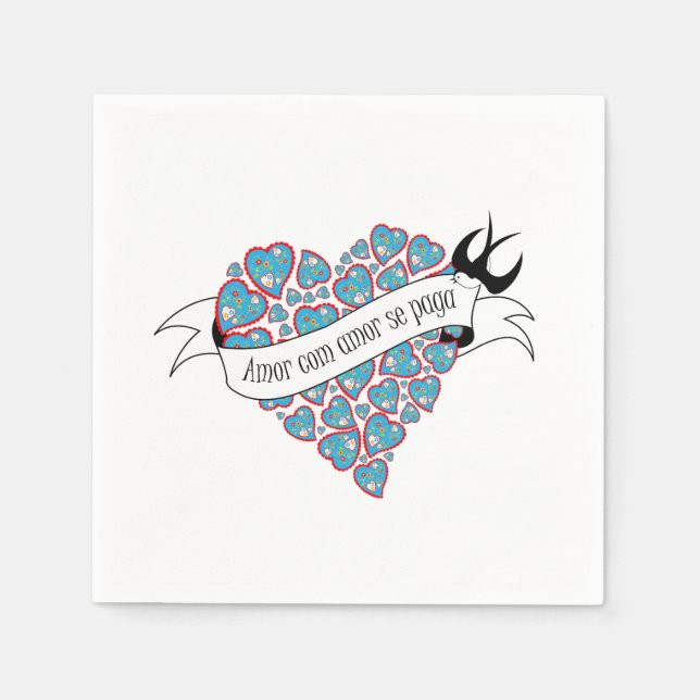 Pay love with love illustrated Portuguese proverb Napkin (Front)