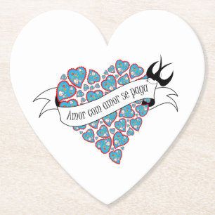 Pay love with love illustrated Portuguese proverb Paper Coaster