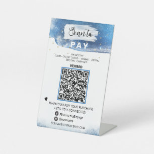 *~* PAY QR code Tabletop Table Tent  Pedestal Sign