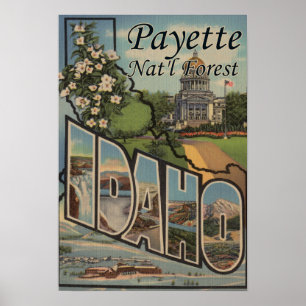 Payette Nat'l Forest, Idaho - Large Letter Scene Poster