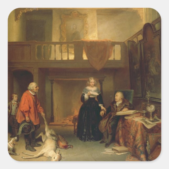 Paying the Tithe (oil on panel) Square Sticker (Front)