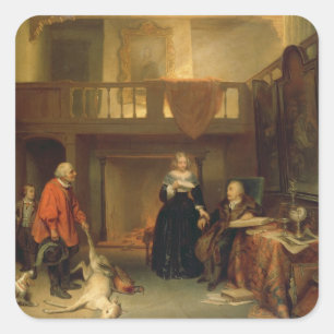 Paying the Tithe (oil on panel) Square Sticker