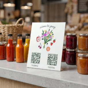 PAYMENT QR CODE Farm Stand Farmers Market Booth Pedestal Sign