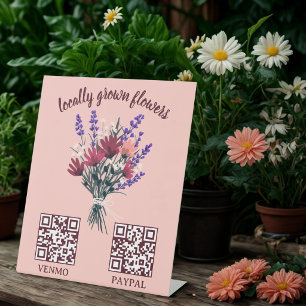 PAYMENT QR CODE Florist Shop Flower Farmers Market Pedestal Sign