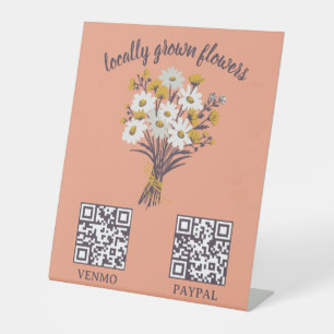 PAYMENT QR CODE Florist Shop Flower Farmers Market Pedestal Sign