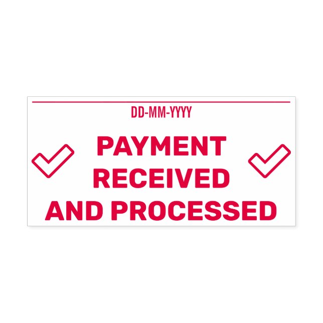 "PAYMENT RECEIVED AND PROCESSED" & Check Mark Icon Self-inking Stamp (Design)