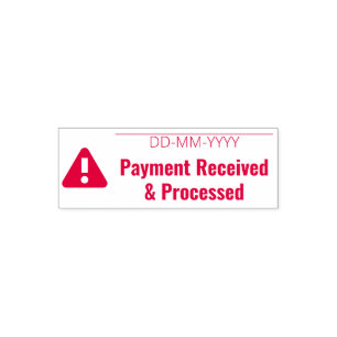 "Payment Received & Processed" & Alert Icon Self-inking Stamp