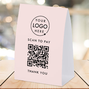 Payment Table Tent Paper Sign QR Scan to Pay