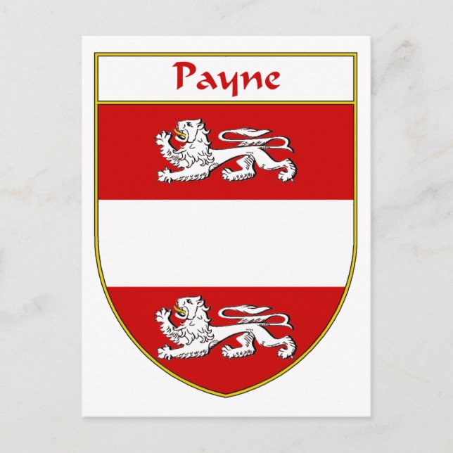 Payne Coat of Arms/Family Crest Postcard (Front)
