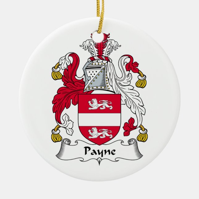 Payne Family Crest Ceramic Tree Decoration (Front)
