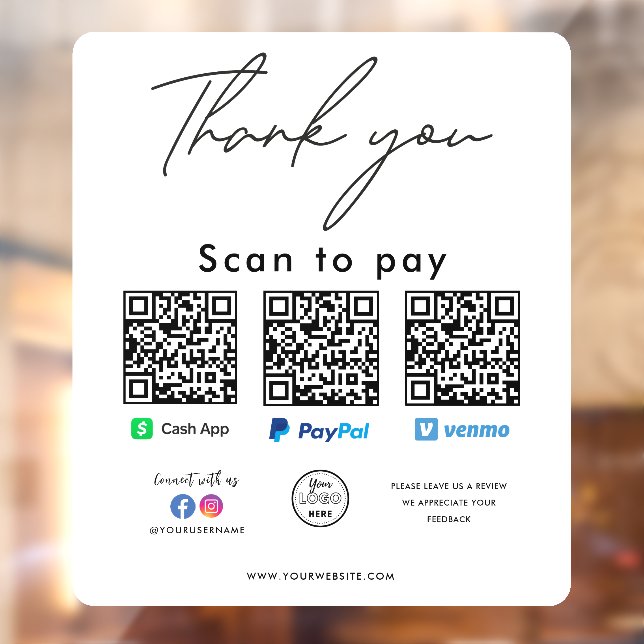 Paypal Cash App Venmo QR Code Logo Thank you (Sheet 2)