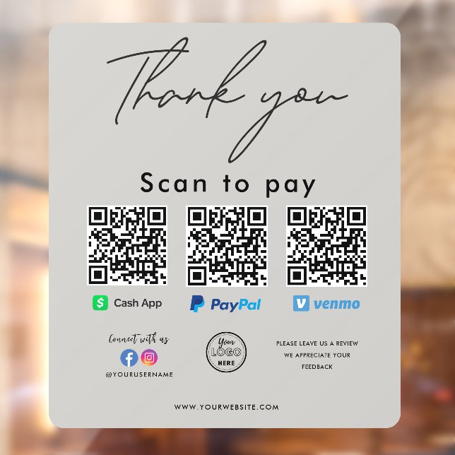 Paypal Cash App Venmo QR Code Logo Thank you (Sheet 2)