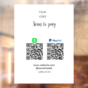 Paypal Cashapp scan to pay QR add business name lo