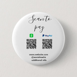 Paypal Cashapp scan to pay QR add business name lo 6 Cm Round Badge