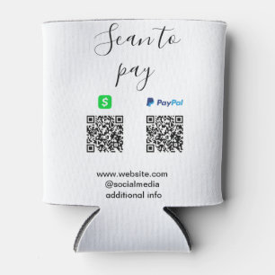 Paypal Cashapp scan to pay QR add business name lo Can Cooler