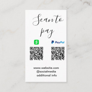 Paypal Cashapp scan to pay QR add business name lo Card