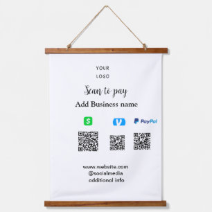 Paypal Cashapp venmo scan to pay QR add business Hanging Tapestry