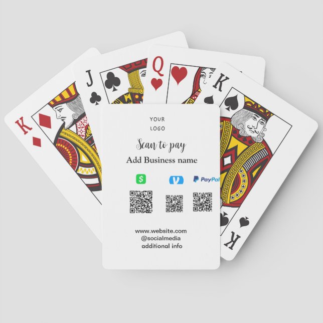 Paypal Cashapp venmo scan to pay QR add business Playing Cards (Back)