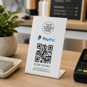 PayPal QR Code Contactless Payment Add Logo Pedestal Sign